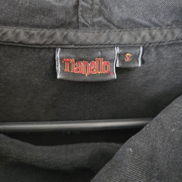 Tianello Black Tencel Turtleneck Asymmetrical Top Size S Oversized Lagenlook - Picture 4 of 5